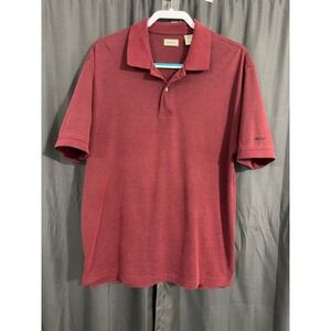 IZOD Mens L Red Black Striped Polo Shirt Short Sleeve Cotton Blend Casual Logo